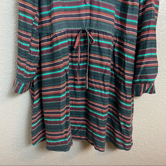 FEVOUR STRIPPED V-NECK TIE DRESS {2X} - Picture 2 of 7